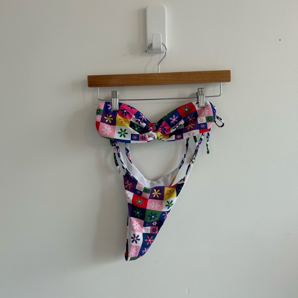 Multicolor Checkered Bikini Set